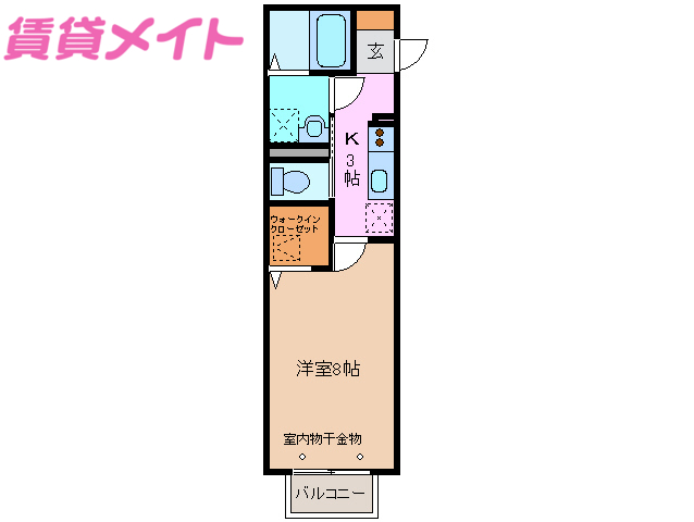 【鈴鹿市神戸のアパートの間取り】