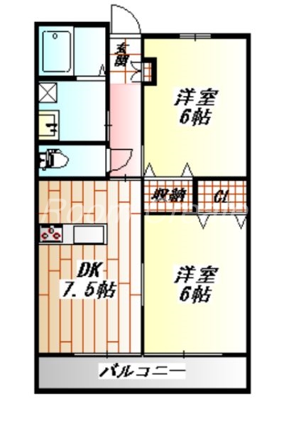 徳島市南昭和町のアパートの間取り