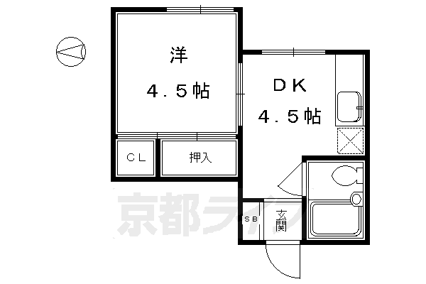 京都市中京区塩屋町のマンションの間取り