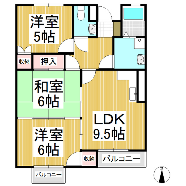 アパートメント石塔の間取り