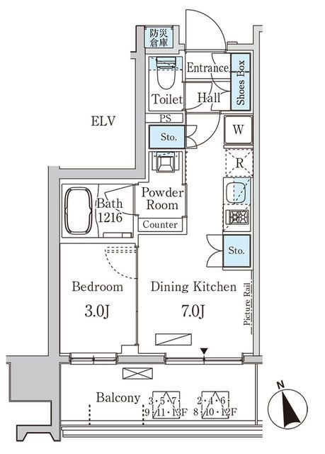 【中央区湊のマンションの間取り】