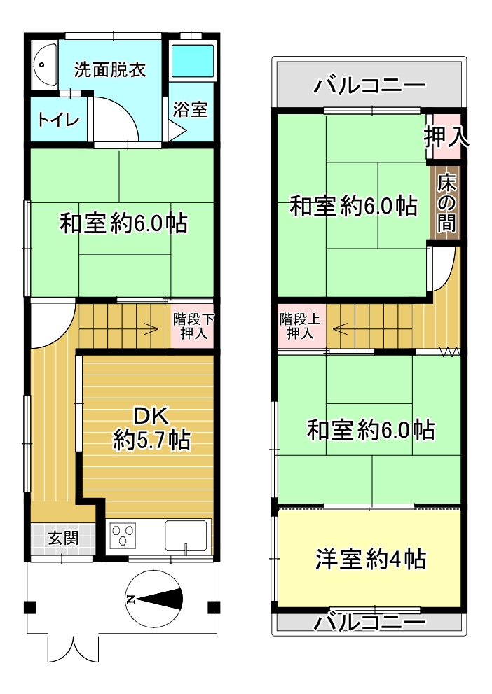 東大阪市鴻池本町 戸建の間取り写真