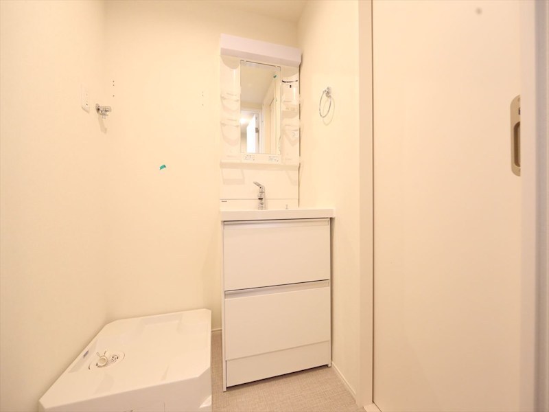 洗面設備　脱衣所　独立洗面台（シャンプードレッサー付）収納スペース有