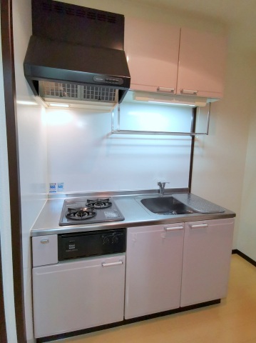 キッチン　2口ガスコンロ付きのシステムキッチン