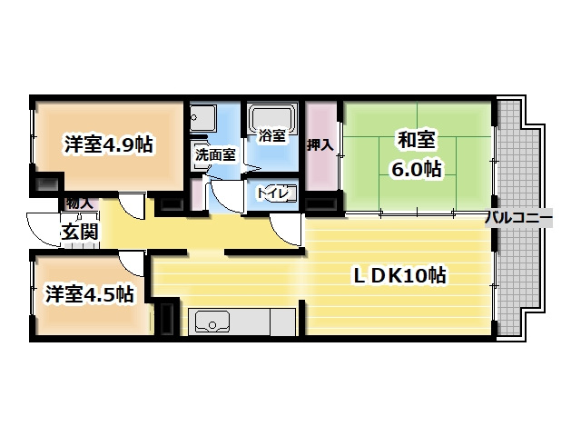ＪＲ片町線 住道駅 徒歩25分 8階建 築33年の間取り写真