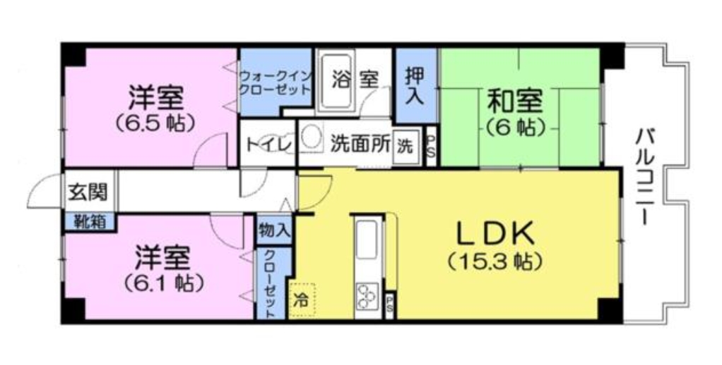 都営大江戸線 光が丘駅 徒歩9分 8階建 築28年の間取り写真