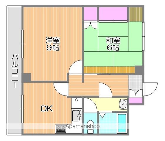 岡山電軌清輝橋線 清輝橋駅 徒歩24分 6階建 築36年の間取り写真