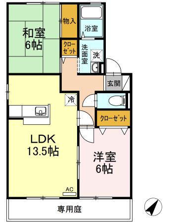 ジュネス北本町Dの間取り