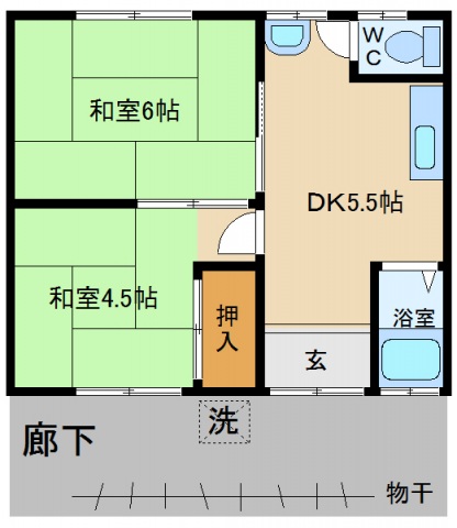 熊取ハイツの間取り