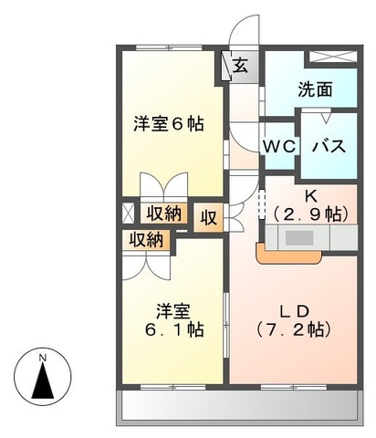 【ひたちなか市大字足崎のアパートの間取り】