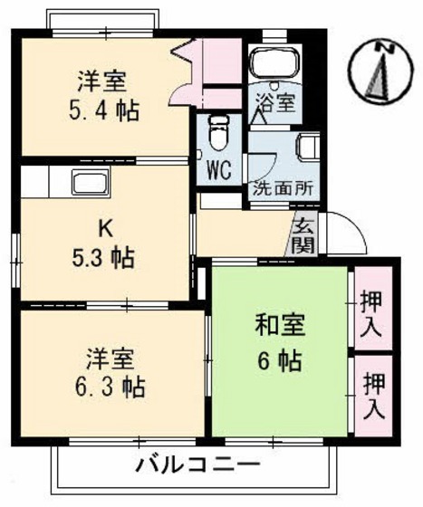 呉市焼山東のアパートの間取り