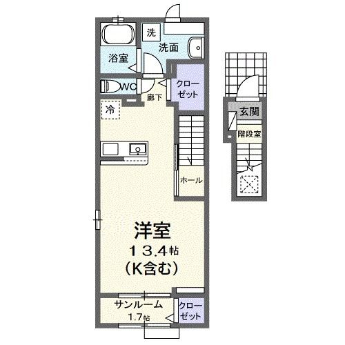 静岡市駿河区高松のアパートの間取り