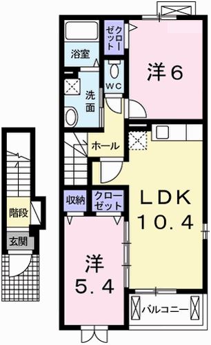 揖保郡太子町東南のアパートの間取り