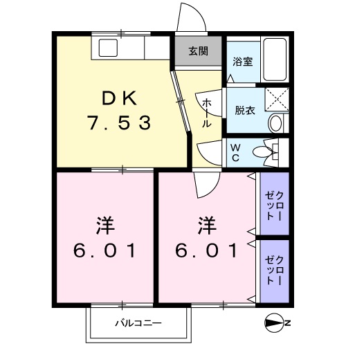 尾道市神田町のアパートの間取り