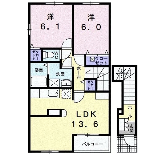 グラン　ソレイユＢの間取り