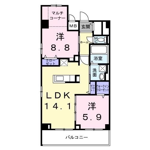 姫路市阿保のマンションの間取り