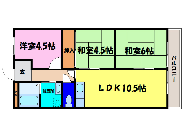 野洲市行畑のマンションの間取り