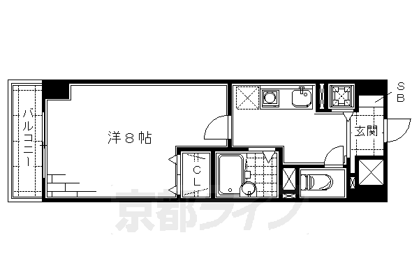 京都市伏見区竹田段川原町のマンションの間取り