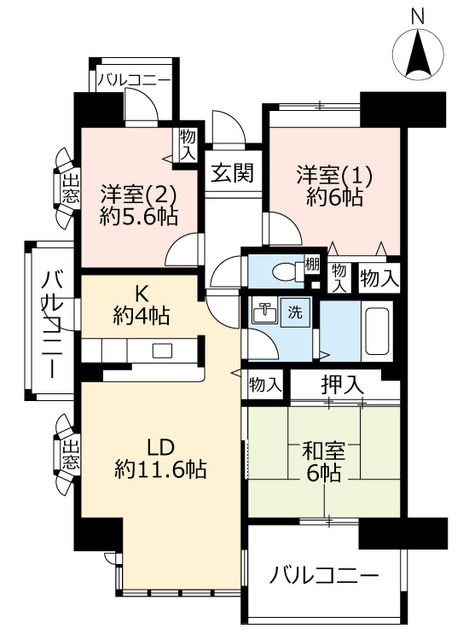 ＵＲグリーンヒルズ六甲の間取り