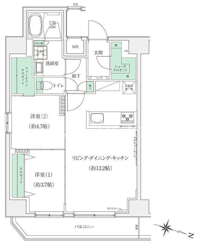 板橋区本町のマンションの間取り