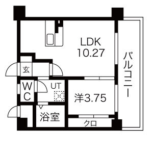 【ラシュール・イン大橋南の間取り】