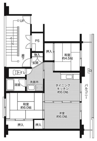 ビレッジハウス石岡第二3号棟の間取り