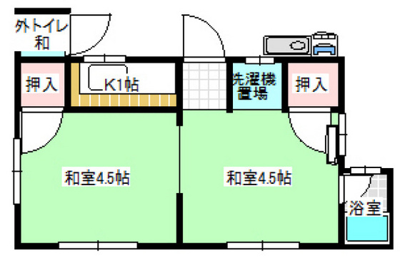 広島市南区宇品御幸のアパートの間取り