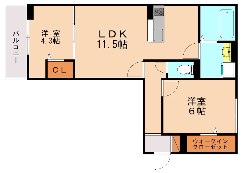 福岡市東区香住ヶ丘のアパートの間取り