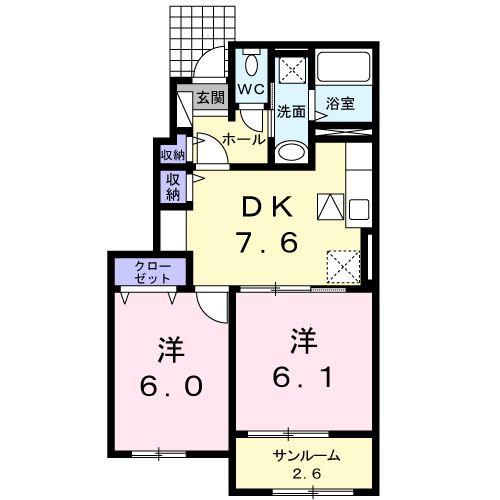 出水市上知識町のアパートの間取り