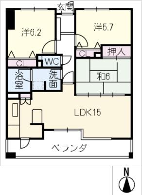 サーパス加納上本町　１００２号の間取り