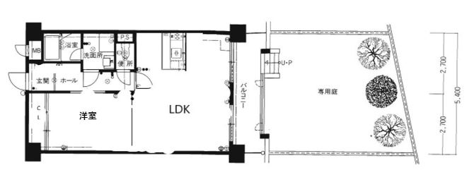 福岡市中央区大名のマンションの間取り