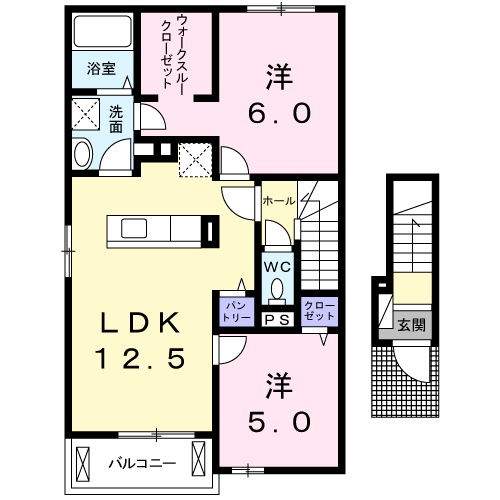 松江市東津田町のアパートの間取り