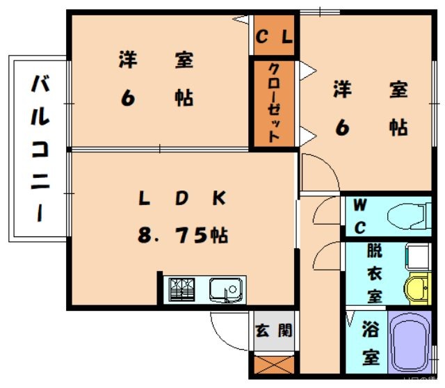 糟屋郡新宮町夜臼のアパートの間取り