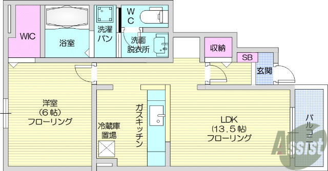 仙台市青葉区愛子東のアパートの間取り