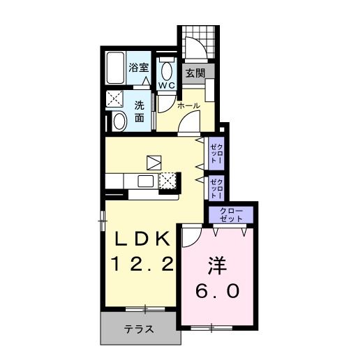 小城市牛津町下砥川のアパートの間取り