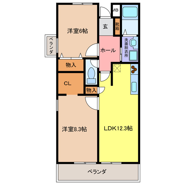 名古屋市中川区中島新町のマンションの間取り