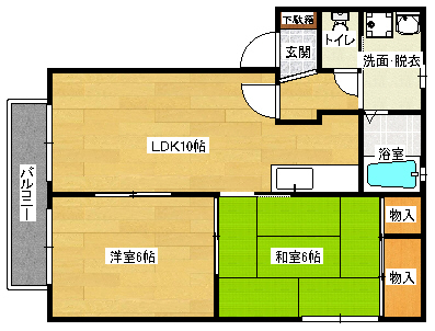 広島市南区北大河町のアパートの間取り