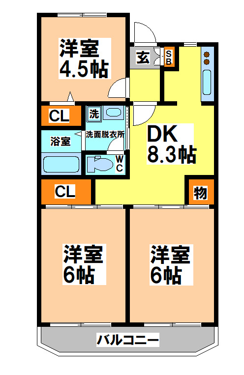 ソルジュ武蔵野Aの間取り