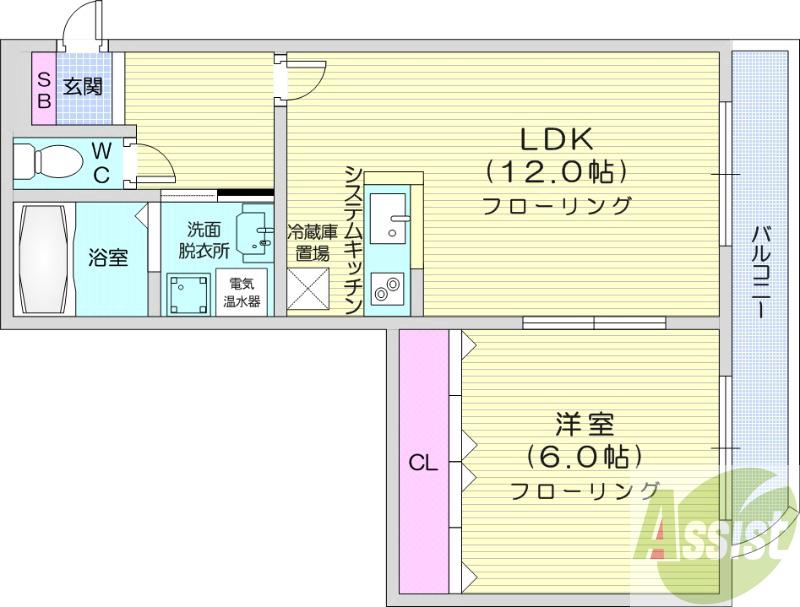 地下鉄東豊線 栄町駅 徒歩1分 3階建 築22年の間取り写真