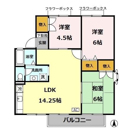 西武拝島線 拝島駅 バス乗車時間：14分 最寄りバス停で下車 徒歩4分 2階建 築35年の間取り写真