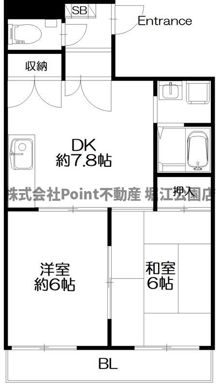 地下鉄堺筋線 恵美須町駅 徒歩5分 14階建 築35年の間取り写真