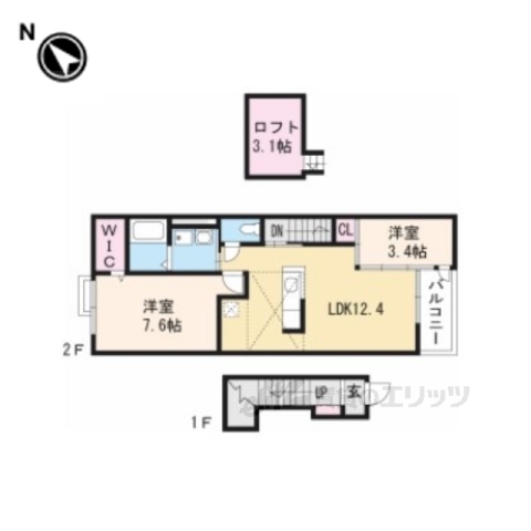 東近江市ひばり丘町のアパートの間取り