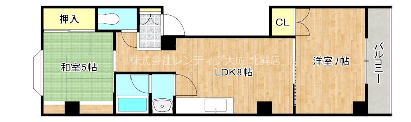 大阪市生野区田島のマンションの間取り