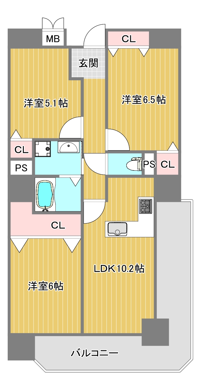 クリアクレセント住之江の間取り