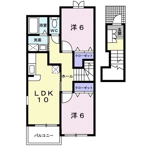 竹原市東野町のアパートの間取り