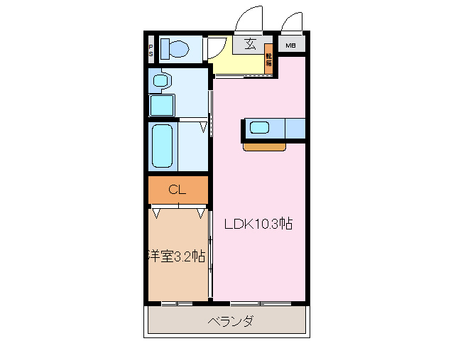 伊勢市田尻町のマンションの間取り