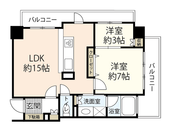 広島市中区東千田町のマンションの間取り