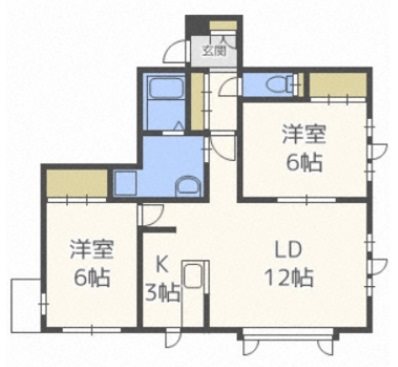 札幌市手稲区新発寒七条のアパートの間取り