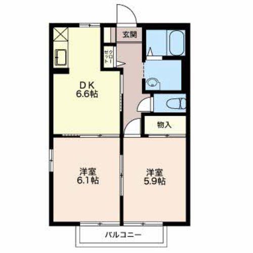 磐田市壱貫地のアパートの間取り