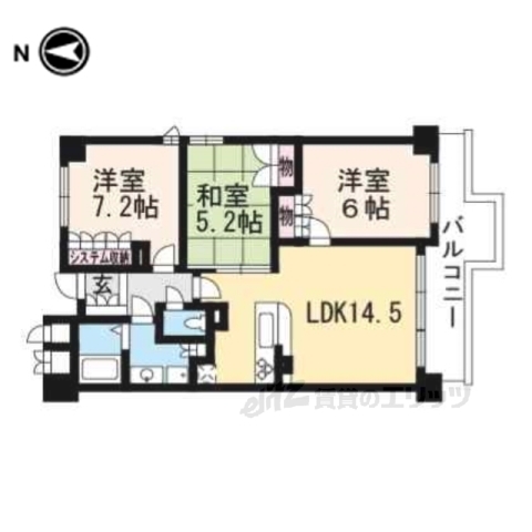 京都市左京区下鴨狗子田町のマンションの間取り